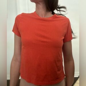 Lululemon Classic-Fit cotton blend  Orange Women's T-Shirt size 4
